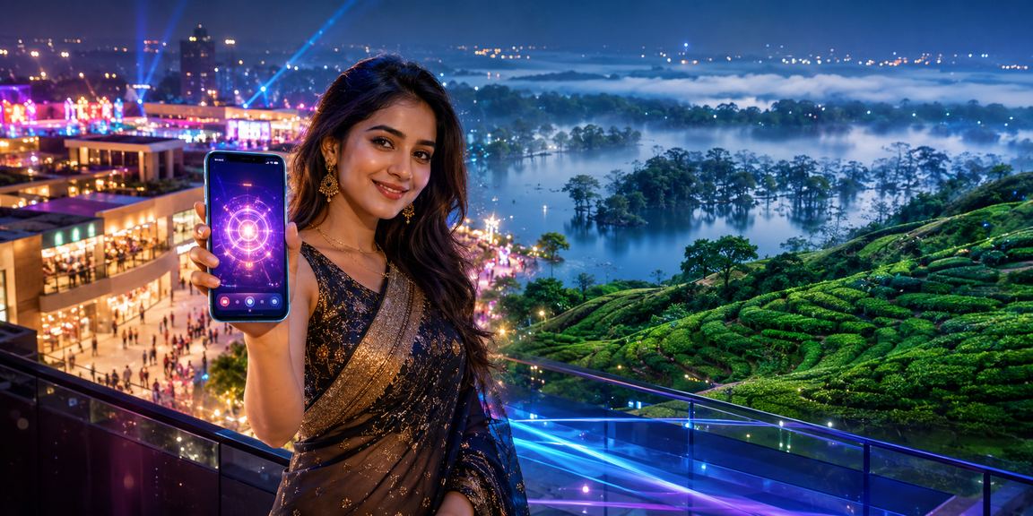 সিলেটের চা বাগানের পরিবেশে ক্যাসিনো অ্যাপ ব্যবহারের দৃশ্য